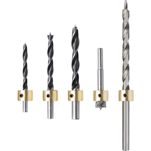 Tri-Point Woodworking Counterbore Drill w/ Drill bushing Round Shank Wood HCS Woodworking Drill Screw Hole Saw Step Drilling