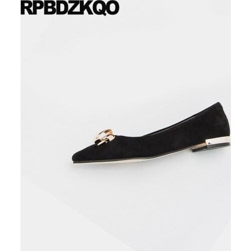 Black designer shoes women luxury 2019 metal slip on suede chinese ladies china shallow green pointed toe flats brand large size