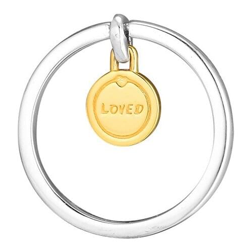 Loved Medallion Golden Shine Jewelry Women Rings Valentine Day 925 Sterling Silver Jewelry Round Dangle Silver Rings for Women