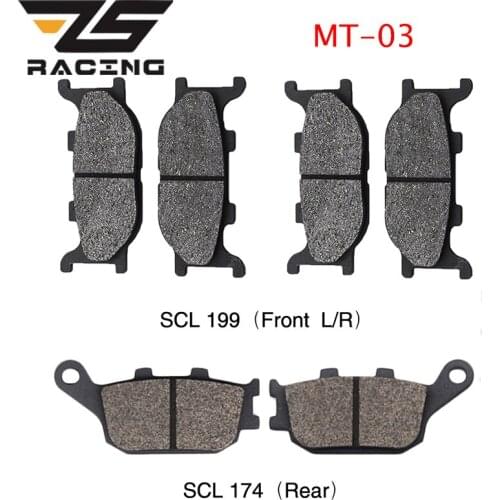 ZS Racing 3 Pairs Semi-Metal Motocross Front Brake Pad & Rear Brake Pad Set For Yamaha MT-03 MT03 2006 2007 Motorcycle Racing