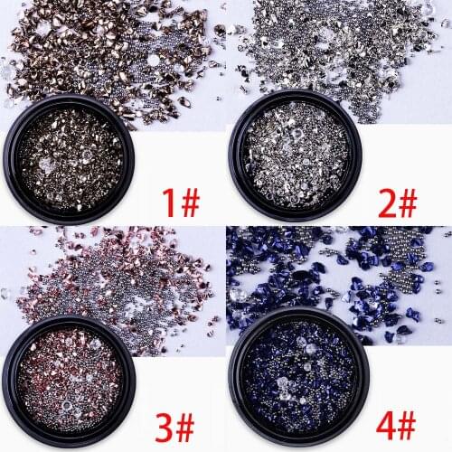 1 Box Colorful Rock Nail Art Decoration Mix Metal Beads Rhinestone For Nails 3D Crystal Stones DIY Design Manicure Diamonds