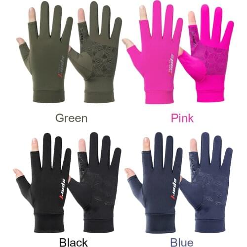 1 Pair Fishing Gloves Men Women Anti-slip 2 Fingers Cut Ice Silk Breathable Universal Fishing Protection Hand Protect Outdoor