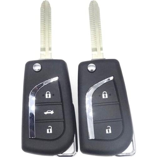 10pcs/lotFolding Flip Remote Key Fob Case for Toyota Highlander Coralla Camry RaV4 Reiz VIOS Uncut TOY43 Blade Replacement Shell