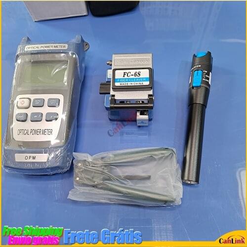 13pcs Fiber Optic FTTH Tool Kit with FC-6S Fiber Cleaver and Optical Power Meter 1MW Visual Fault Locator CFS-2 cable stripper