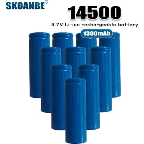 SKOANBE Flat-top 14500 Rechargeable Battery 3.7V Li-ion Battery for Portable LED flashlight Devices, Free Delivery