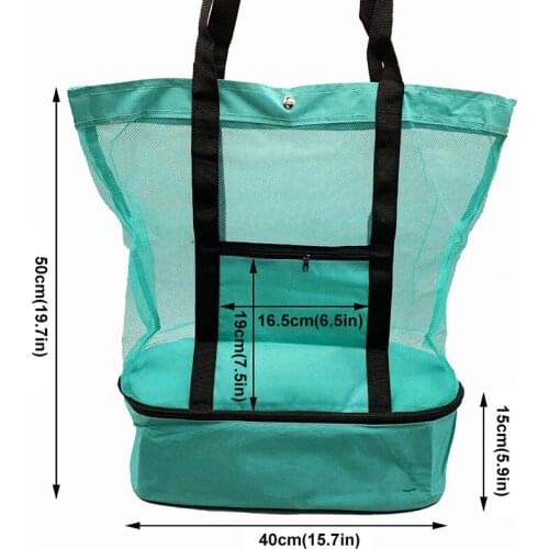 2 in 1 Cooler Picnic Bag Beach Bag Oversized Lightweight Mesh Beach Tote Bag Summer Storage Travel For Outdoor Beach TUE88