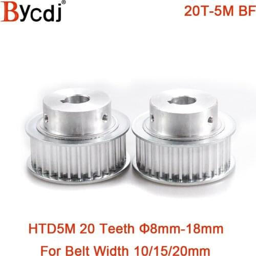 20 Teeth 5M Synchronous Pulley keyway Bore 8/10/12/12.714/15/16/17/18mm for Width 10/15/20mm HTD5M Timing Belt 20Teeth BF Type