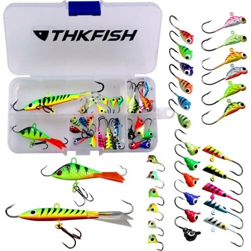 31pcs/box Ice Fishing Lure 1.1g-18.5g Winter Ice Fihsing Jigs Hard Bait Jigging Lure Fishing Lure Kit Box
