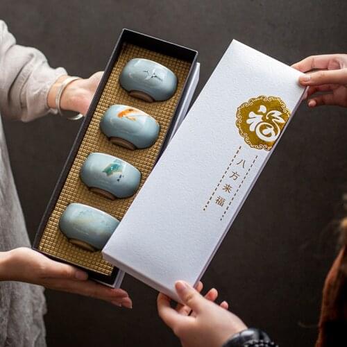 4pcs Retro Ceramic Tea Cups Drinkware Cup Tea Set Crafts Kung Fu Cups Drink Cups Tea Accessories Tea Set Supplies Decoration