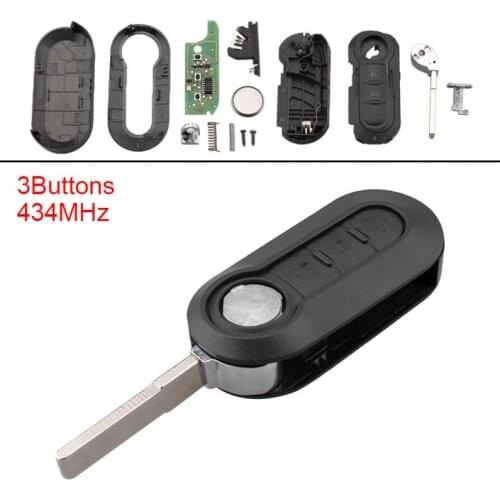434MHz 3 Buttons Keyless Car Remote Key Replacement With Fob PCF7946 Chip and Battery for Fiat 500 Grande Punto 2010-2017