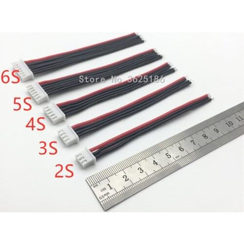 5Pcs / a lot 100mm 2s 3s 4s 5s 6s LiPo Battery Balance Charger Plug Line/Wire/Connector 22AWG 10cm JST-XH Balancer cable