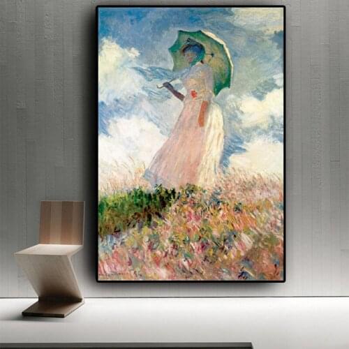 Abstract Woman with A Parasol Madame By Claude Monet Oil Painting on Canvas Posters and Prints Wall Art Picture Wall Art Decor