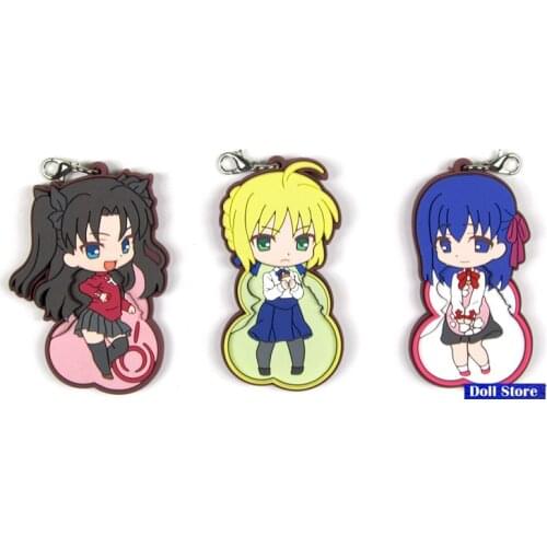 2018 New Arrival Fate stay night Original Japanese anime figure Silicone sweet smell key chain Anime rubber D189