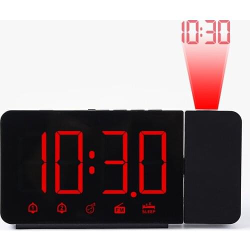 LED Digital Alarm Clock USB Electronic Desktop Table Clocks Snooze Function Wake up Watch FM Radio Time Projector Modern Design