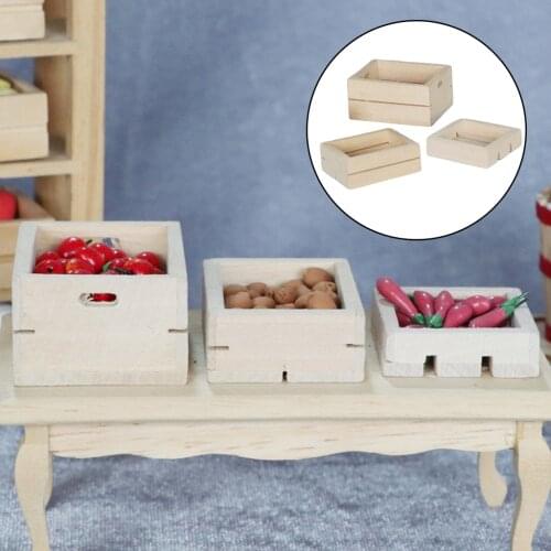 1:12 Scale Wooden Box Fruit Wine Box Dollhouse Miniature Toy Crate Doll Food Kitchen Room Accessories