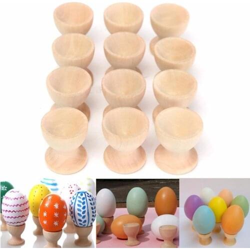 Wooden Egg Holder Tabletop Egg Tray Container DIY Easter Wooden Egg Storage Holder Cup Simulation Painting Mold Tray Kids Toy