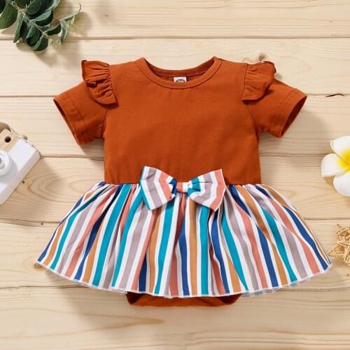 Infant Newborn Baby Girl Ruffles Romper Toddler Girl Jumpsuit Bow Playsuit Princess Baby Girls Costumes Summer
