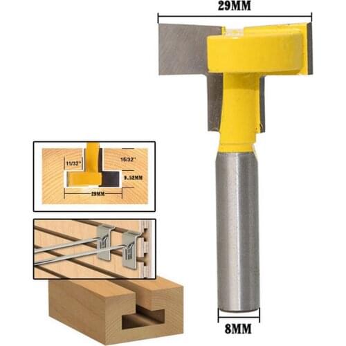 8mm Shank T-slot Wood Router Bit T-track Slotting Woodworking Milling Cutter Hand Tools