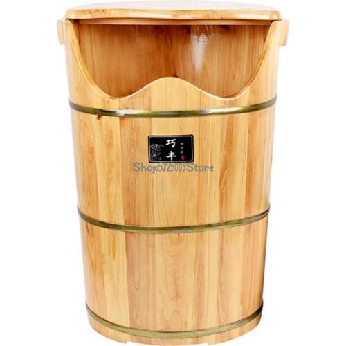 Deep Bucket Foot Soaking Bucket Wooden 60cm Higher Than Knee Cover Fumigation Bucket Household Private Wooden Bucket Foot Washin