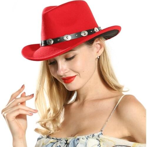 H7560 Women Wool Felt Fedoras Hat Autumn Winter Ethnic Minority Fashion All-match Cap Ladies Leisure Vintage Church Party Caps