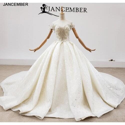 HTL1652 The Upper Body Embellished With Pearl Sequins Sweetheart Wedding Dress 2020 Short Sleeve Ball-Gowns amanda novias