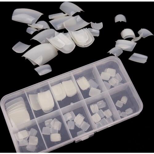 100Pcs Artificial Acrylic Toe False Nails Tips Natural/White/Clear Foot Fake Nails Art Coffin Manicure Decoration Toenails