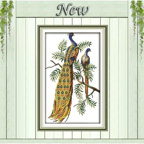 Two peacocks animal home decor painting Counted printed on canvas 14CT 11CT Chinese Cross Stitch Needlework kits Embroidery Sets