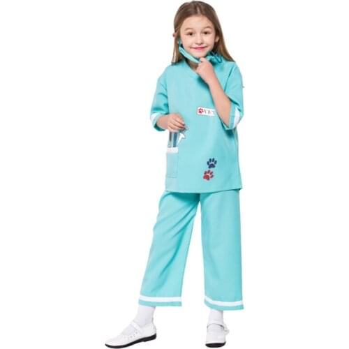 Halloween Kids Girls Boys Doctor CosplayCostume Hospital Children Uniform Children Career Halloween Gift Party Clothing 2021