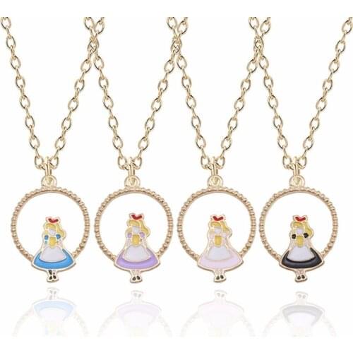 Alice in Wonderland Cute Figure Pendant For Girl Beautiful Girls Site On Gold Hollow Necklaces&Pendants Christmas Xmas