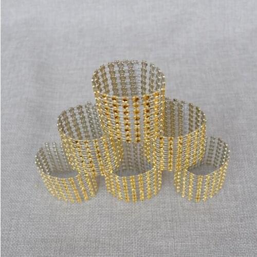 Laial Napkin Rings Plastic Rhinestone Mesh Wrap Gold Napkin Ring Holder For Hotel Home Table Wedding Decoration Pack Of 500 Pcs