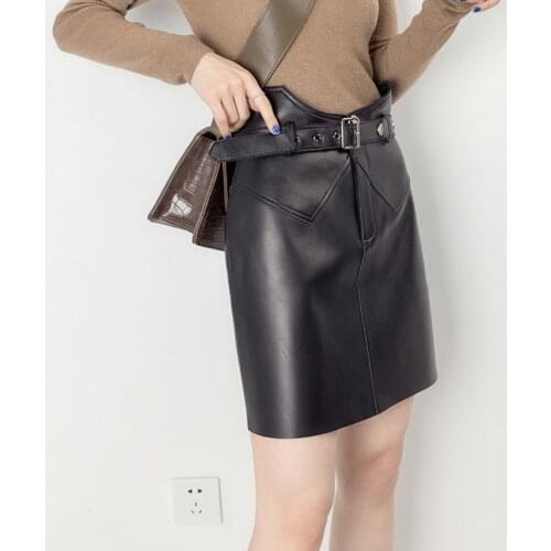 Lautaro Short black leather skirt women belt White faux leather skirts summer High waist skirt Soft plus size clothing for women