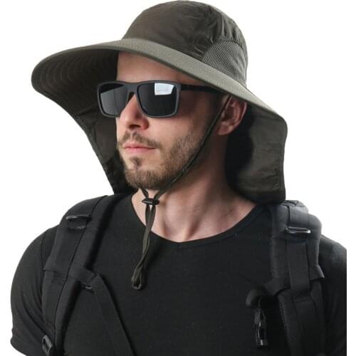 50% Hot Sale Fisherman Hat Waterproof Breathable with Fasten Strap Summer Sun Men Women Boonie Neck Flap Hat for Outdoor