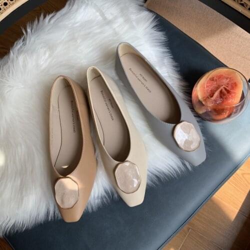 Square Toe metal buckle flats woman mary janes slip on loafers soft soled grandma shoes women sneakers vintage comfy moccasins