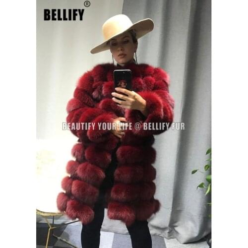 Maylofuer High Quality Real Fox Fur Coat Women Fur Detachable Removable Sleeves Length Coats Winter Warm 60cm Sleeve 90cm Length