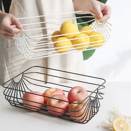 Metal Basket Chic Fruit Bread Organizer Frame Nordic Storage Basket Scandinavian Desktop Sundries Sorting Basket Black White