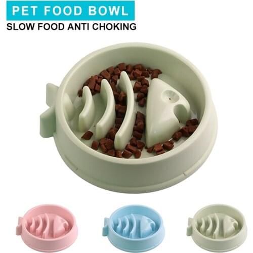 Slow Feeder Pet Bowl Non-toxic Healthy Feeding Anti Choking Fish Bone Shape Cat Food Bowls Feeding Food Water Cats Dog Food Dish