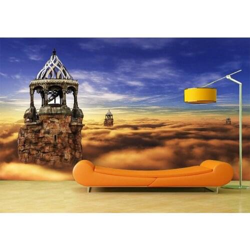 Fashion Customize Wall Stickers Fantasy Castle Wall Mural Decals Background for Living Room Art Home Deco Photo Wallpaper