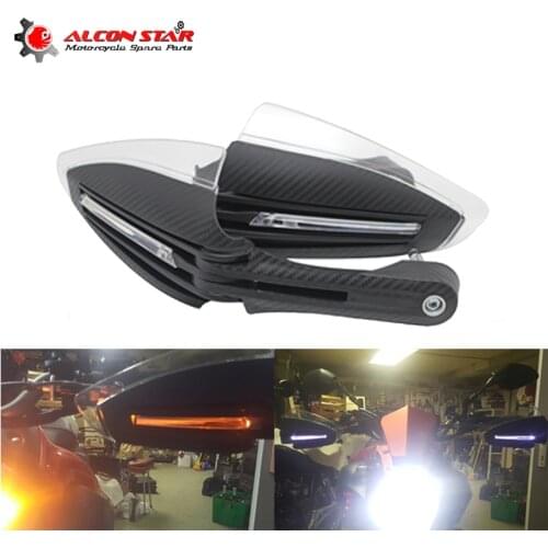 Alconstar-1Pair 22mm 7/8'' Motorcycle Handguards LED Turn Signals Falling Hand Protectors Black For Honda for Kawasaki KTM DUKE
