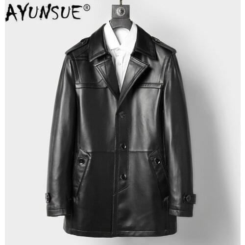 Mens Leather Jacket Spring Autumn Genuine Leather Jackets Men 100% Real Sheepskin Coat Blazer Slim Veste Cuir Homme C-01-5080