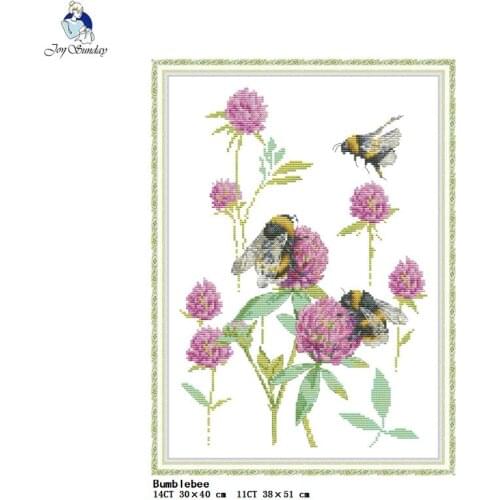Bumblebee and flowers Cross stitch kit 14ct 11ct needle and thread embroidery set DIY sewing needlework home decoration painting