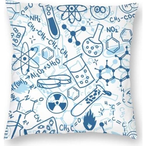 Chemistry Chemical Lab Cushion Cover Sofa Living Room Science Biology Square Throw Pillow Cover 40x40cm