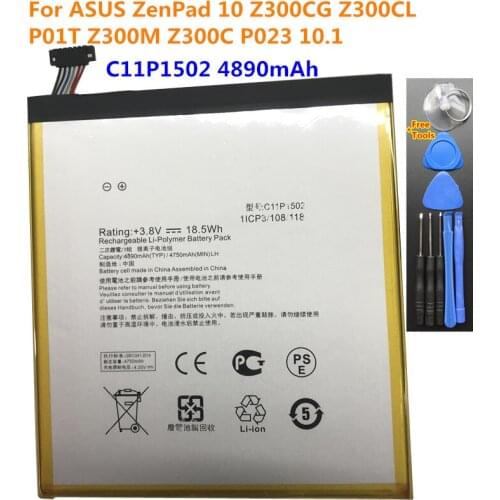 New Original For ASUS C11P1502 Tablet PC Battery For ASUS ZenPad10 Z300C Z300M Z300CG Z300CL P023 P01T 10.1 4890mAh