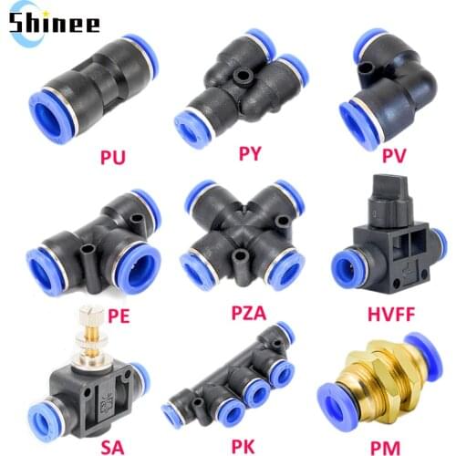 Pneumatic Fitting Pipe Connector Tube Air Quick Fittings Water Push In Hose Couping 4mm 6mm 8mm 10mm 12mm 14mm PU PY PK PE PV SA