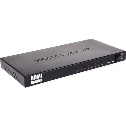 HDMI Splitter 1 In 8 Out Video Switch AC Powered Durable Distributor Hub Supports Full HD Video and Audio HDCP 3D Resolution