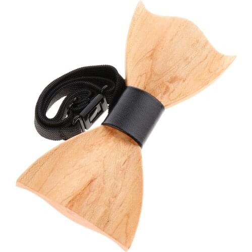 Adjustable Mens Wedding Wooden Bow Tie Butterfly Wooden Bowtie Solid Necktie