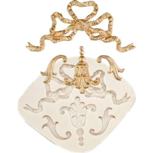 DIY Baroque Scroll Silicone Molds Fondant Bow Cake Decorating Tools Chocolate Mould Cupcake Mold Kitchen Accessories FM1278