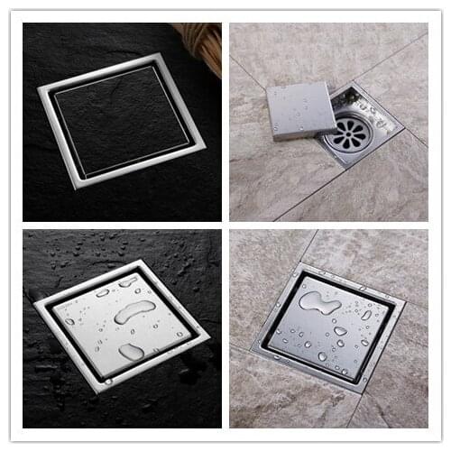 Brushed 150*150mm stainless steel bathroom toilet floor drain balcony Shower room drainer square shape,Large flow concealed