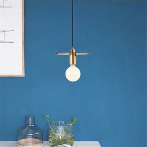 Modern Nordic Copper Pendant Light fro Foyer Bedside Bar Metal Suspension Lamp Dia 20cm 1785