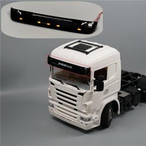 LED Sun Visor with Light for 1/14 Tamiya RC Truck Trailer Tipper Scania R620 R470 R730 Car Diy Parts