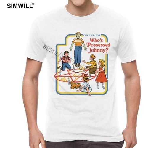 Vintage Graphic T-Shirts Men Cotton Pentagram Demon Horror Ritual T Shirts Short Sleeve Crew Neck Humour Tees